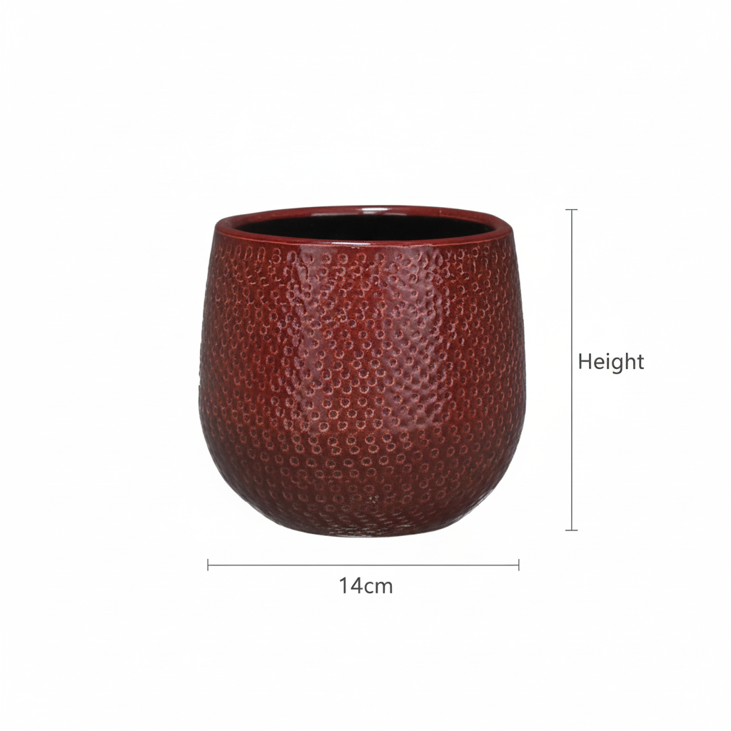 Pot Gabriel rond bordeaux D14